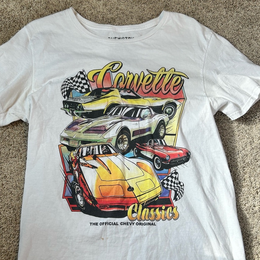 White Corvette Tshirt, size M kids